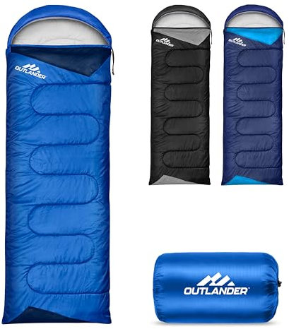 Sleeping Bag for Adults 3 Season Backpacking Lightweight Waterproof Season 3 Sleeping Bag Cold Weather Sleeping Bag for Kids Warm Camping Hiking Outdoor Travel Hunting with Compression Bags Blue