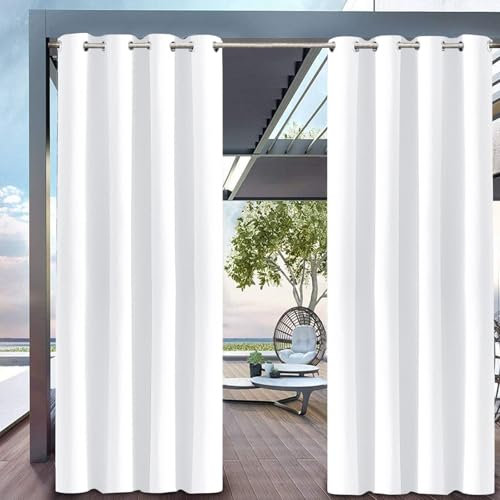 Hiseng Tende Gazebo per Esterno Impermeabili, Tende da Esterno con Occhielli Tenda per Balcone Idrorepellente 1 Pezzo Tenda Oscurante da Esterno Termica per Giardino (132x160cm,Bianco)