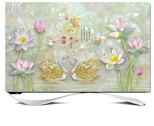 TV Screen Cover 32-85In, Dust TV Screen Cover, Universal TV Dust Cover 22-80 In, for LCD LED Plasma Television Art Printing Decor Flat Curved TV, Wall Mount/Curved/Desktop O,49-52in(118x70cm)
