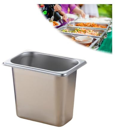 NJDQFA Edelstahl Warmhaltebehälter Panierschalen,Beilagenbehälter Für Gastro Et Küche,Gastro Behälter Zutatenbehälter,1/9（17.5 * 11cm）,15cm