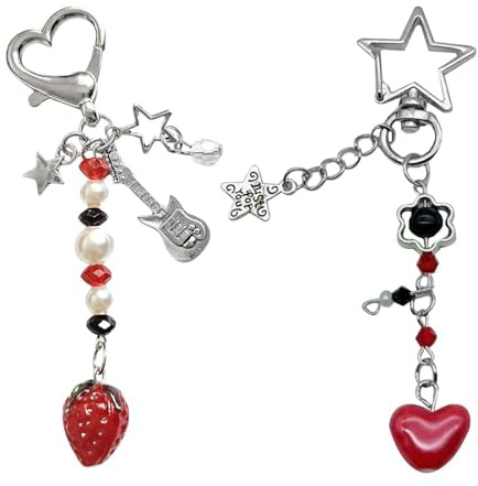 EHDWXVZM 2 Stück Perlen-Schlüsselanhänger, Metallanhänger, Taschenanhänger, Handyanhänger, Personalisierte Kreative Schlüsselanhänger, Modeanhänger, Mädchen-Schlüsselanhänger