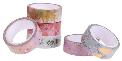 SEWACC 6rollen Blumen Washi Tape Dekoratives Papierband Für Scrapbooking Journaling Und Basteln Pro Rolle Mit Lebhaften Designs Und Goldenen Akzenten