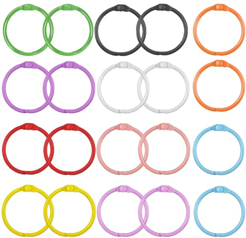 REEKNOKOL Binder Rings, 20 Pcs Paper Rings Flash Card Rings Metal Rings for Craft 30mm Flashcard Rings Binding Rings for Flash Cards Papers Craft Keychains School Office (Multicolor)