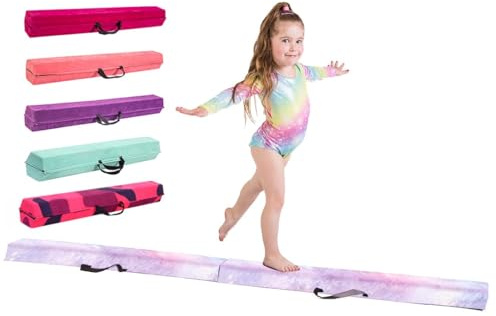 Poutre gymnastique pour enfants - 210/240/270/300cm - Équipement d'équilibre incroyable pour les enfants à la maison - Faux suède, mousse EVA haute densité - Cartes Flash, sangles de transport