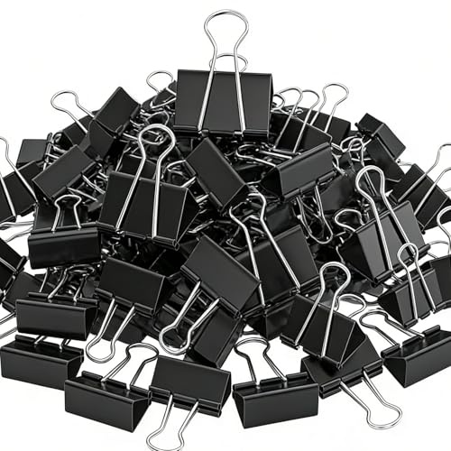 200 Count Binder Clips Assorted Sizes, 4 Sizes Large, Medium, Small, Mini, Metal Paper Clamps, Bulk Black Clips Office Supplies (1 1/4, 1, 3/4, 1/2 Inch) KKEETUR