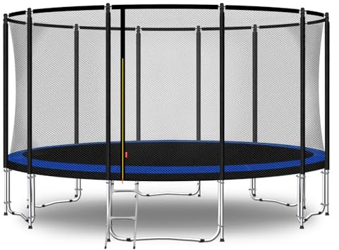 Baunsal® Trampolin Outdoor Ø 457 cm (FGOS) blau-schwarz als Komplettset Gartenspielzeug Kindertrampolin Gartentrampolin rund Garten Spielzeug für Kinder