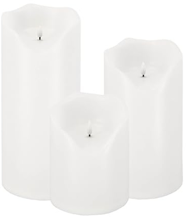 LED Universum - XXL LED Outdoor Kerze Lou weiß Kunstsoff IP44 Candle für Dekoration von Balkon Terrasse Garten Laterne 6h Timer 3 x Baby C LR14 Batterien (nicht enthalten) 2700K warmweiß (3er Set)
