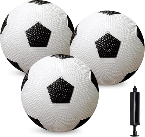 YongnKids 3 Pcs Kinder Fußballspielzeug, Sportspielzeug Sport Ball, 15 cm Mini Fußball für den Innenbereich Mit Luftpumpe, Spielbälle für Das Training Drinnen Draußen (Black+White)