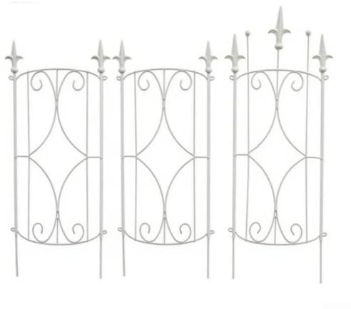 Marco de metal de rejilla para plantas enrejado con diseño curvo para apoyar hiedra y plantas trepadoras, construcción de acero fuerte para aplicaciones de jardín en interiores y exteriores (blanco)