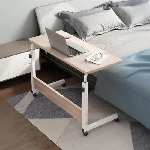 Liegetisch, Höhenverstellbarer Betttisch Auf Rollen Und Fahrbarer Mobilität, Robuster Laptopständer Mit Metallbeinen Für Den Krankenhausgebrauch(Beige)