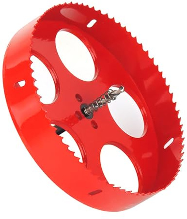 Scie-cloche avec mandrin à changement rapide, coupe-trou en acier rapide bi-métal HSS, pour bois, contreplaqué, PVC, cloison sèche et tôle métallique, profondeur de coupe 25 mm, rouge (250 mm)