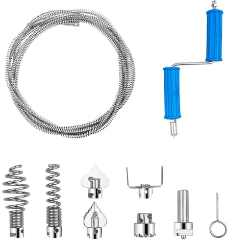 Chiluxendo Desatascador Tuberias Profesional 5M Diámetro 12 MM, Sirga para Desatascar Tuberias, Serpiente de Drenaje, Muelle Desatascador Tuberias, Limpiar Tuberías, Limpiador de Tubos en Espiral