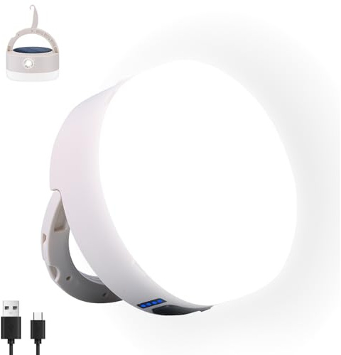 LeKaufen Solar Campinglampe 2000LM Laterne IPX5 Taschenlampe 2-in-1 | Klappgriff mit Haken, USB-C & Solar, 3 Modi 6h Akku, IPX5 Wasserdicht Led Laterne Für Camping, Notfall, Stromausfall
