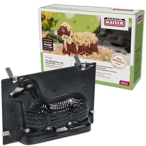 ORIGINAL KAISER 3D Osterlamm Backform 0,7 l | Motivbackform Lamm für Ostern | antihaftbeschichteter Stahl | auslaufsicher mit Klammern | backofenfest bis 230°C