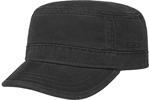 Stetson Gosper Army Cap Urban aus Baumwolle Militärcap mit UV-Schutz 40 Damen Herren Sommer Winter schwarz XL (60-61 cm)