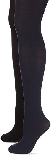 DIM Collant Opachi Vellutati Donna x2, Nero/marino, S-M