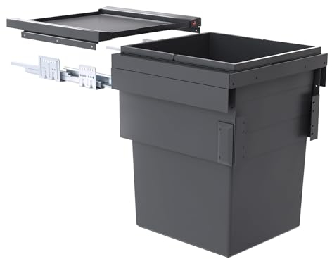 Hailo Abfallsammler Auszug 3608461 | für 45cm Unterschrank | Cargo Synchro 1fach 55 Liter | Dunkelgrau