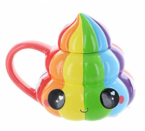 Seven20 Rainbow Emoji Coffee Mug, 20oz - Funny Cute Poop Swirl Design with Lid - Great Gift for Kids and Adults - Ceramic- Ceramic