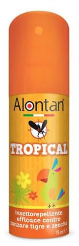 Alontan Spray Tropical Insettorepellente - 75ml - contro zanzare, zecche e tafani, fino a 6 ore di protezione, da usare sopra i 12 anni, presidio medico chirurgico a base di icardina 20%