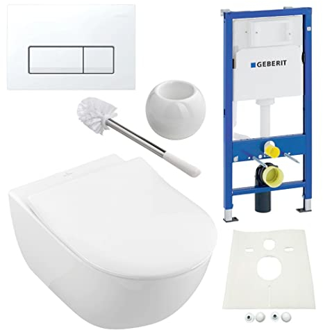 Geberit Duofix Vorwandelement, V&B Subway 2.0 spülrandlos, Beschichtung, Delta51, Kpl-Set, WC-Bürste Stehend