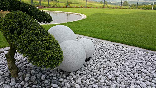 Trango 3er Set 202530GB IP65 Gartenkugel in Granitstein-Optik in 20/25/30cm Durchmesser *NATURE* Kugelleuchte inkl. je 1x 4-5 Watt E27 LED Leuchtmittel & je ca. 5 Meter IP44 Kabel, Gartenleuchte