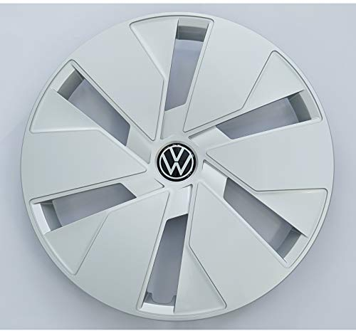 Volkswagen 10A601147WZF Radkappe (1 Stück) Radzierblende 18 Zoll Stahlfelge Radblende, schwarz/Pure White/Silber