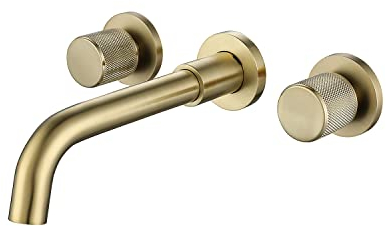 SJQKA Robinet Mural Salle de Bains Mitigeur Encastrable Laition Or brossé Mitigeur Robinet Lavabo Vasque