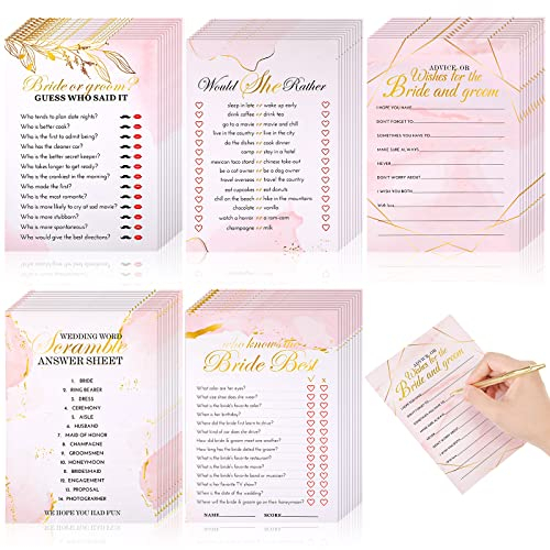 Sepamoon 50 Stück Junggesellenabschied Kartenspiele Ratschläge für Braut Would She Rather Who Knows The Bride Best Who Said It Hochzeitsspiel Wort für Junggesellenabschied, 5 x 7 Zoll, 5 Spiele