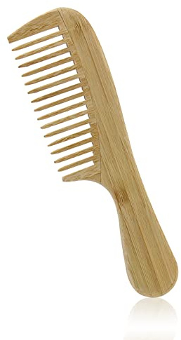Bred tandkam, naturlig bambu kam lockkam grov bred kam lockar lätt utredningskam för kvinnor män rak lockigt vågigt tjockt hår