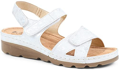 Pavers Womens Triple Adjustable Fit Sandals White Floral Size 6