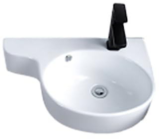 Keramik Waschbecken Praktisches Eckwaschbecken mini Hänge-Waschbecken mit Warm Kaltwasserhahn Waschschüssel für Badezimmer & Gäste-WC Keramik Aufsatzwaschbecken Design Waschbecken. (Color : Right bas