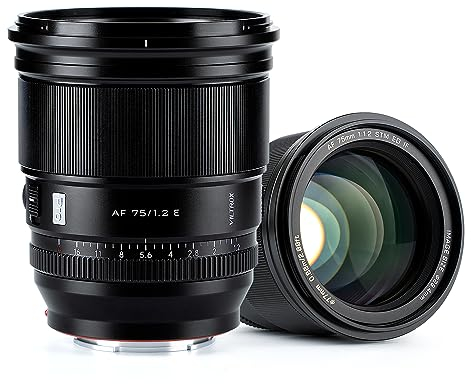 VILTROX 75mm f/1.2 F1.2 EF PRO EF Lens for Sony E-Mount Ultra Wide Angle APS-C Auto Focus Prime Lens Compatible with Sony E-Mount Mirrorless Cameras A7M/R/S Series A7Cc A9 A1 A6x00 Fs5