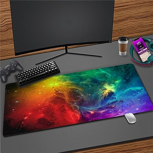 Gaming Mauspad Rot-Grüner Nebel, XXL Gaming Mauspads 23,6x15,7x0,12 Zoll Verlängertes Großes Mauspad Schreibtischauflage, rutschfeste Gummibasis Einfach Zu Reinigen für Gamer/Desktop/Büro/Zuhause