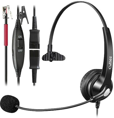 Landline Phone Headset with Mic Noise Cancelling & Quick Disconnect, Mono RJ9 Telephone Headset Work with Yealink T55A T48S T27G T46S T54W T23P T43U Grandstream GXP1620 1630 2160 Avaya 1608 9608 Snom