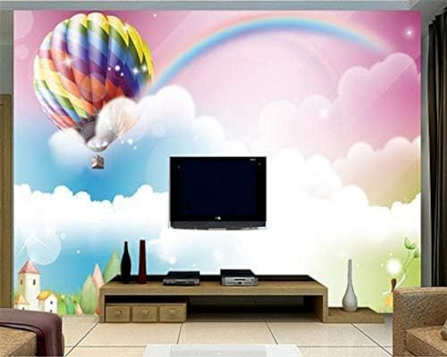 Papel Pintado Flor Grande Globo Aerostático Sueño Arco Iris Papel Pintado Habitación Infantil Papel Decoración Fotomural Dormitorio Sala De Estar Pared Pintado Papel Tapiz No Tejido-430cm×300cm