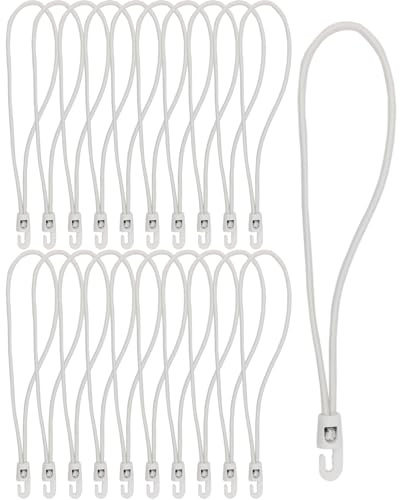 WMZOBH Spanngummi mit Haken 25 Stück - Expander mit Haken 25 cm - Multifunktional Planenspanner Gummispanner mit Haken für Camping Planen, Anhängerplane, Poolabdeckung (Weiß)