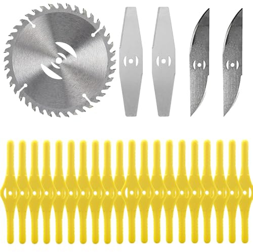 Lot de 25 Lames Remplaçable Coupe Bordure sans Fil Remplaçable Lame en Métal,Lames en plastiqueCoupe Bordure Lame De Rechange, Acier Lames de Tondeuse À Gazon en Acier avec Tranchantes