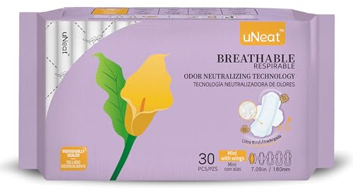 uNeat Panty Liners for Women & Teens, Pantiliners with Wings, Mini Sanitary Pads, Light Periods and Leaks, Ultra Thin Daily Liners for Women,30 Count