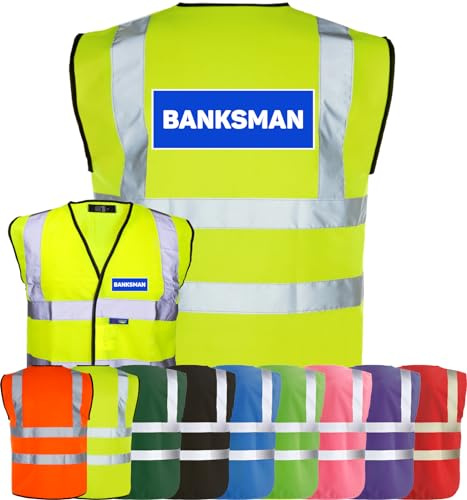 Corporate Togs BANKSMAN Printed Waistcoat - Hi-Vis Safety Vest Tabard, Brace Hi-Vis Strips, Fully EN471 Health, Protective Safety Wear | Safety Apparel