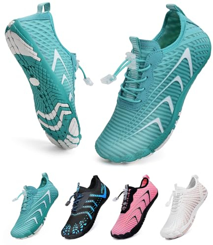 WateLves Zapatos Descalzos Todoterreno para Hombres Y Mujeres para Correr En El Agua para Nadar AcuáTicos Playa Transpirable Y Antideslizante(Verde de la Luna 39)