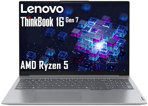 Lenovo ThinkBook 16 Gen 7 Business Laptop (16 FHD+ Anti-Glare, AMD Ryzen 5 7533HS (> i7-1255U), 16GB DDR5 RAM, 512GB SSD), Fingerprint Reader, Webcam, Ethernet, Wi-Fi 6, Win 11 Pro w/ Copilot, Grey