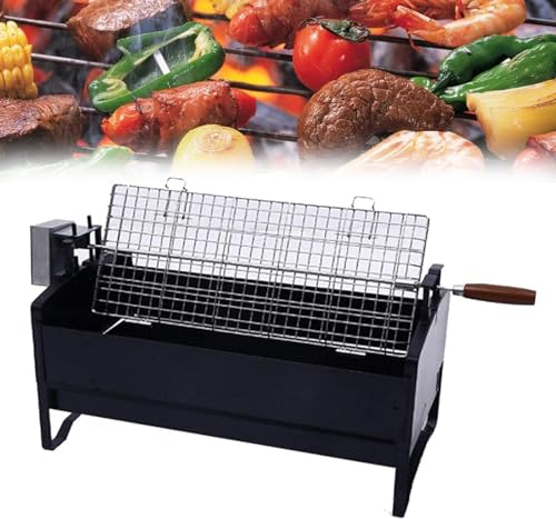 Kit de parrilla giratoria portátil con modo de rotación eléctrica manual, ideal para picnic, camping y barbacoas