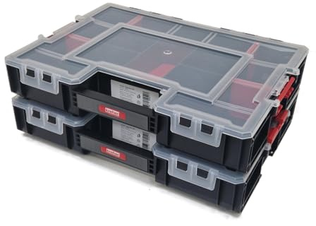 Set: 2 x Sortimentskasten Organizer mit variablen Einteilern und seitliche Verriegelung von Kreher, Masse: 44,5 x 33,5 x 8,5 cm (XL)
