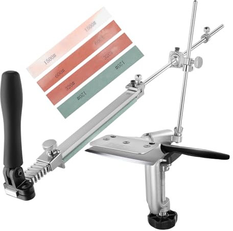 RUIXIN PRO RX-008 Professional Knife Sharpening Kit, 360° Flip Rotation, Fixed Angle Tool with 4 Sharpening Stones for All Kitchen Knives