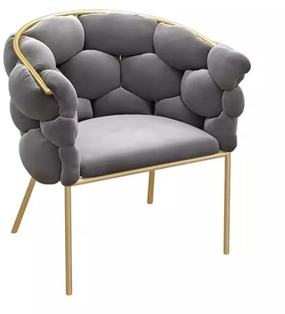 WLCNYL Schminkstuhl, moderner gepolsterter Schminkstuhl, mit Armlehnen und goldenen Metallbeinen, für Schlafzimmer, Wohnzimmer, Schminktisch, Esszimmer (Farbe: Grau)