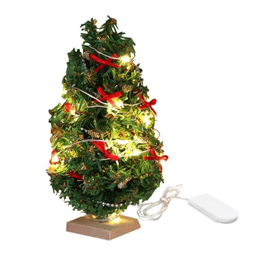 Künstliche Weihnachtsbäume, Puppenhaus Dekoration, Künstliche Weihnachtsbäume, Miniatur Künstlicher Weihnachtsbaum mit Licht für Puppenhaus Dekoration und Wichteltür Zubehör, Maßstab 1:12