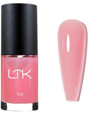 Jelly Pink Nail Polish - Translucent Pink Nail Varnish - Quick Dry Nail Varnish - Long Lasting & Chip Resistant Nail Polish - No Need Cure DIY Home Manicure
