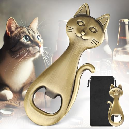 LULLEA Katze Flaschenöffner, Katzen Deko Geschenke für Katzenliebhaber Frauen Männer, Katzenliebhaber Geschenke Bieröffner, Geburtstagsgeschenke, Weihnachtsgeschenke für Frauen Männer