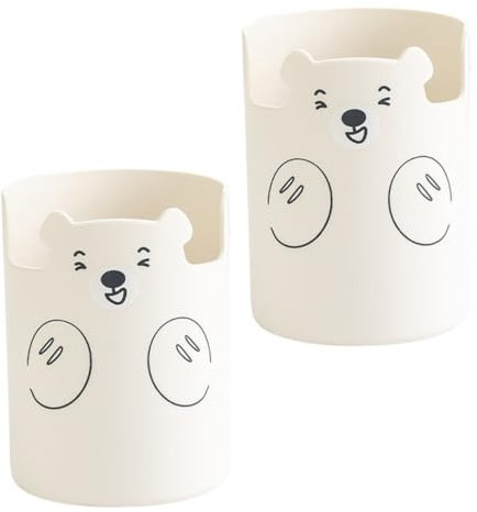 SHINEOFI 2pcs Makeup Brush Holders Desk Storage Box Cartoon Pen Holders for Office Desktop Decor