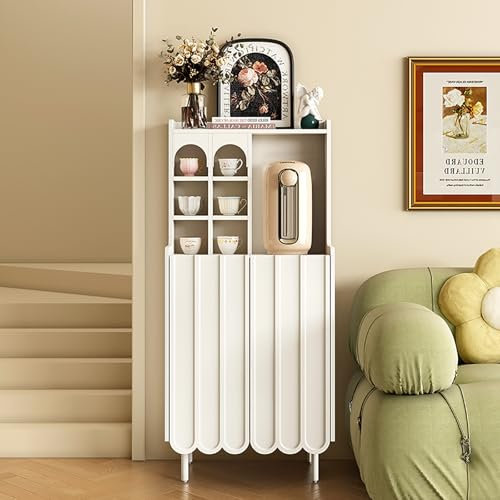 GXXINGIN Küchenschrank, Eckschrank im Landhausstil mit Regal und Scheunentor, moderner Vorratsschrank, moderner Buffet-Sideboard-Aufbewahrungsschrank für Zimmer, Küche, Flur, Eingangsbereich (weiß,